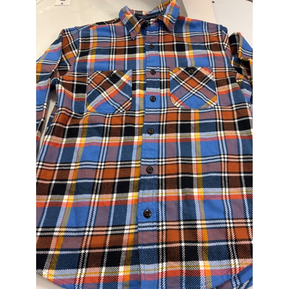 Lands End Mens Flannel Shirt Small S Traditional Fit Sea Cliff Blue Plaid